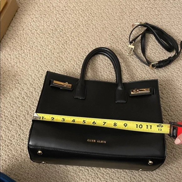 Anne Klein Black Satchel with Gold Accents - Picture 9 of 11